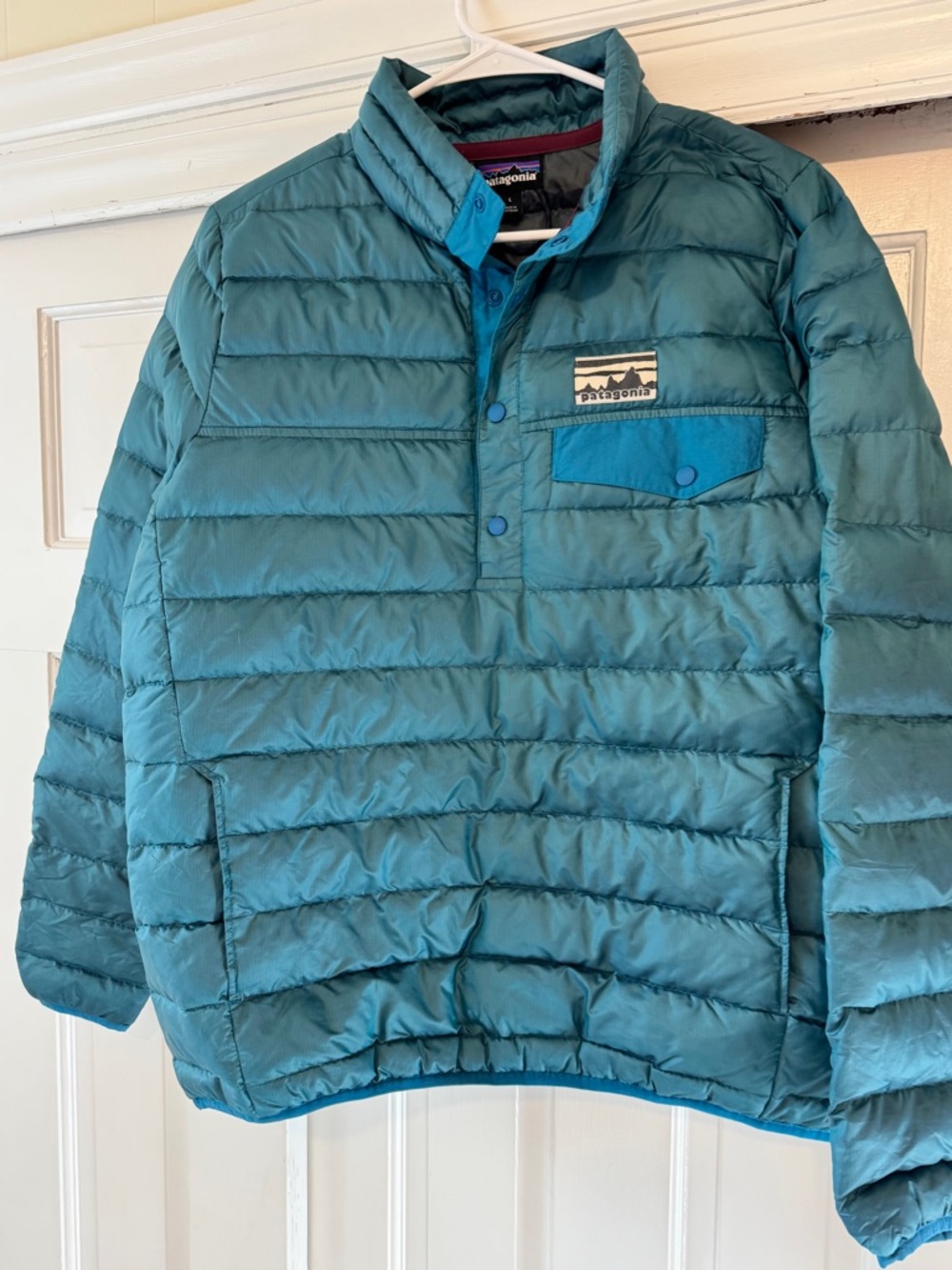 Patagonia Women’s 600 Fill Down Snap-T Pullover Puffer Jacket GUC Sz L - Picture 2 of 11